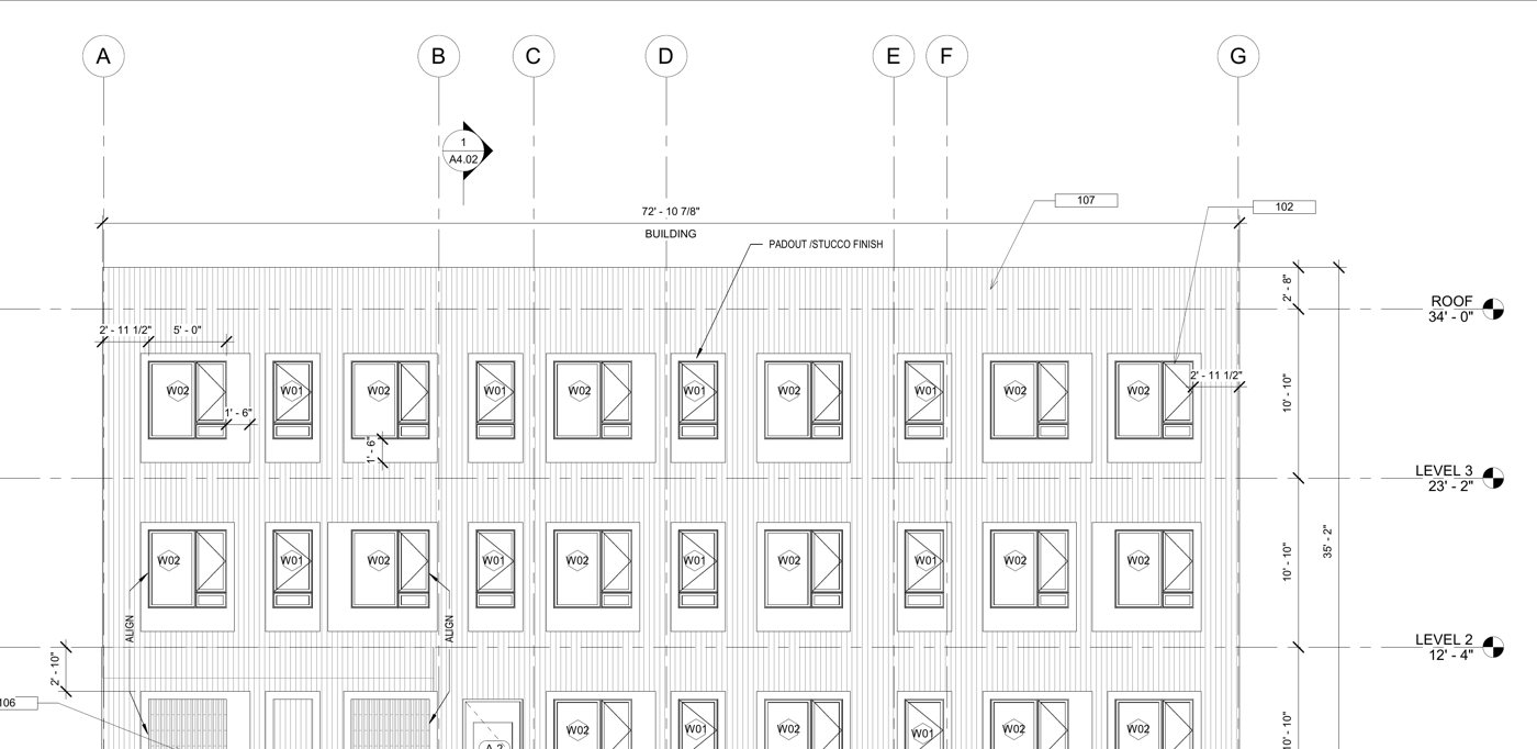 Elevation drawing of Clemente Lofts, 1001 16th Ave W, Bradenton, Florida